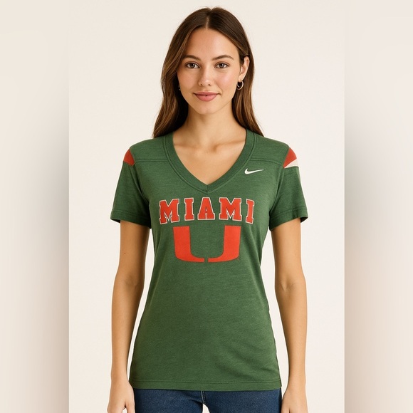Nike Green Miami V-Neck T-Shirt - Picture 1 of 5